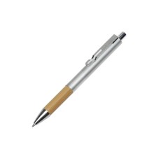 Ручка металлическая шариковая Sleek, серебристый/бамбук