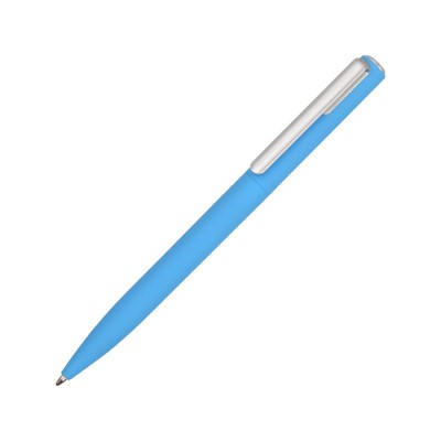 Купить Ручка шариковая пластиковая Bon с покрытием soft touch, голубой с нанесением логотипа