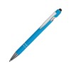 Купить Ручка металлическая soft-touch шариковая со стилусом Sway, голубой/серебристый с нанесением логотипа
