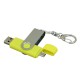 Купить Флешка с  поворотным механизмом, c дополнительным разъемом Micro USB, 64 Гб, желтый с нанесением логотипа