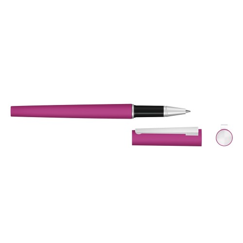 Купить Ручка металлическая роллер Brush R GUM soft-touch с зеркальной гравировкой, розовый с нанесением логотипа