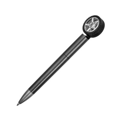 Купить Ручка пластиковая шариковая со спиннером Wheel, темно-серый/серебристый с нанесением