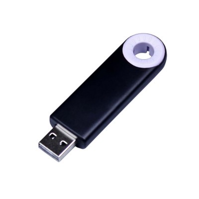 Купить USB-флешка промо на 64 ГБ прямоугольной формы, выдвижной механизм, белый с нанесением