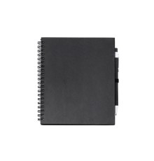 Блокнот LEYNAX с ручкой из переработанного картона, черный