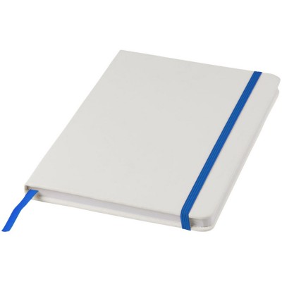 Купить Блокнот Spectrum A5 с белой бумагой и цветной закладкой, белый/ярко-синий с нанесением логотипа