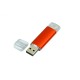 Купить USB-флешка на 16 Гб.c дополнительным разъемом Micro USB, оранжевый с нанесением логотипа