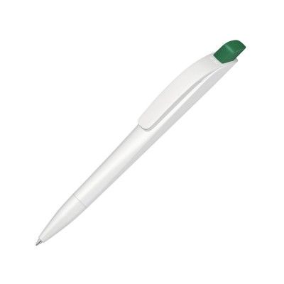 Купить Ручка шариковая пластиковая Stream, белый/зеленый с нанесением логотипа