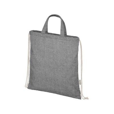 Купить Pheebs 150 г/м² Aware™ рюкзак со шнурком из переработанных материалов - Черный с нанесением логотипа