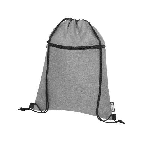 Купить Рюкзак со шнурком Ross из переработанного ПЭТ, heather medium grey с нанесением логотипа