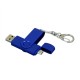 Купить Флешка с поворотным механизмом, c дополнительным разъемом Micro USB, 16 Гб, синий с нанесением логотипа