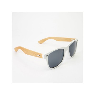 Купить Солнцезащитные очки EDEN с дужками из натурального бамбука, натуральный/белый с нанесением логотипа