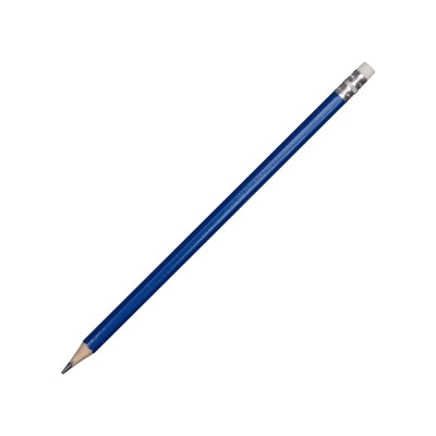 Купить Шестигранный карандаш с ластиком Presto, синий с нанесением логотипа