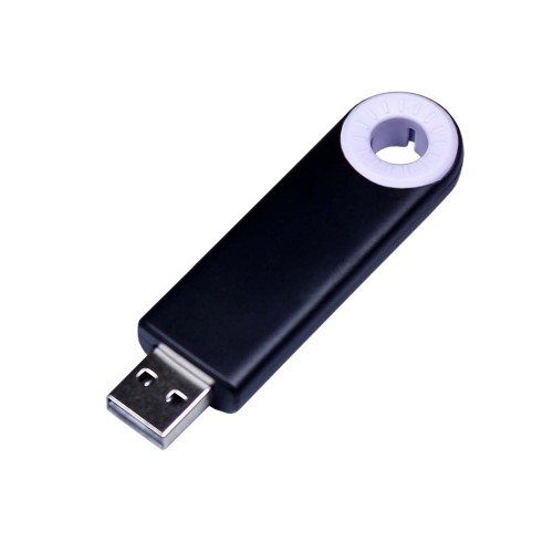Купить USB-флешка промо на 4 Гб прямоугольной формы, выдвижной механизм, белый с нанесением логотипа