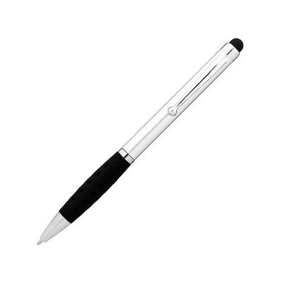 Купить Ручка-стилус шариковая Ziggy черные чернила, серебристый/черный с нанесением логотипа