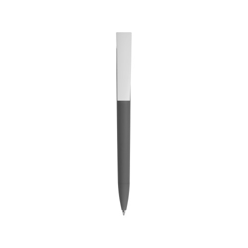 Купить Ручка пластиковая soft-touch шариковая Zorro, серый/белый с нанесением логотипа