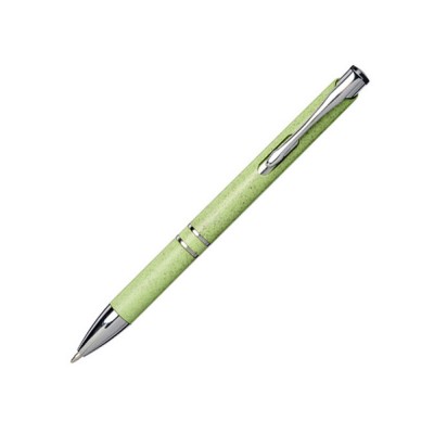 Купить Шариковая кнопочная ручка Moneta из АБС-пластика и пшеничной соломы, зеленый с нанесением