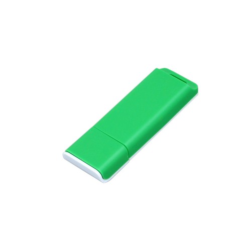 Купить Флешка прямоугольной формы, оригинальный дизайн, двухцветный корпус, 8 Гб, зеленый/белый с нанесением логотипа