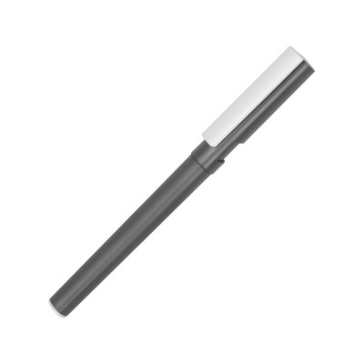 Купить Ручка пластиковая шариковая трехгранная Nook с подставкой для телефона в колпачке, серый/белый с нанесением
