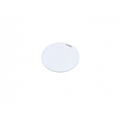 Купить USB-флешка на 8 Гб в виде пластиковой карточки круглой формы, белый с нанесением