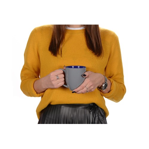 Купить Кружка керамическая Gracy 450мл, серый/темно-синий с нанесением логотипа