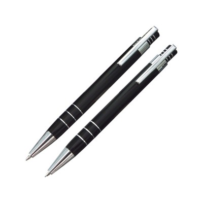 Купить Набор Эльба: ручка шариковая, механический карандаш в футляре черный с нанесением логотипа