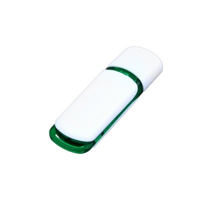 Купить Флешка 3.0 промо прямоугольной классической формы с цветными вставками, 128 Гб, белый/зеленый с нанесением