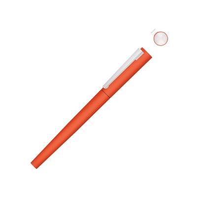 Купить Ручка металлическая роллер Brush R GUM soft-touch с зеркальной гравировкой, оранжевый с нанесением