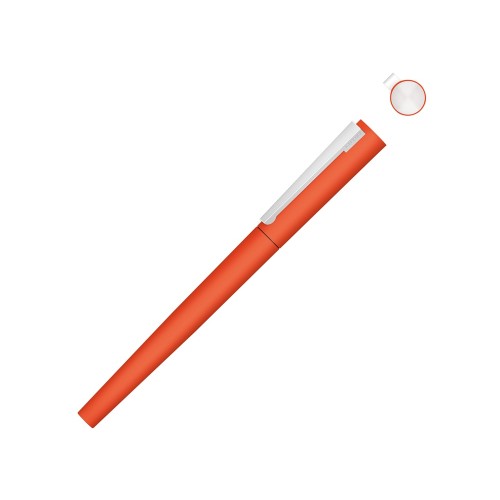 Купить Ручка металлическая роллер Brush R GUM soft-touch с зеркальной гравировкой, оранжевый с нанесением логотипа
