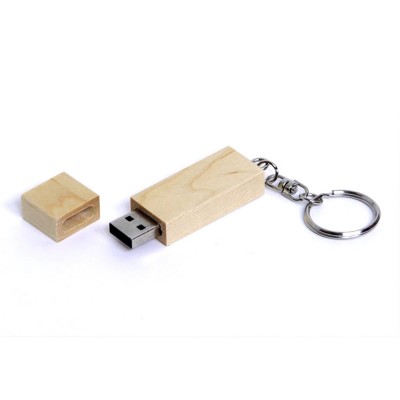 Купить USB-флешка на 64 Гб прямоугольная форма, колпачек с магнитом, натуральный с нанесением логотипа