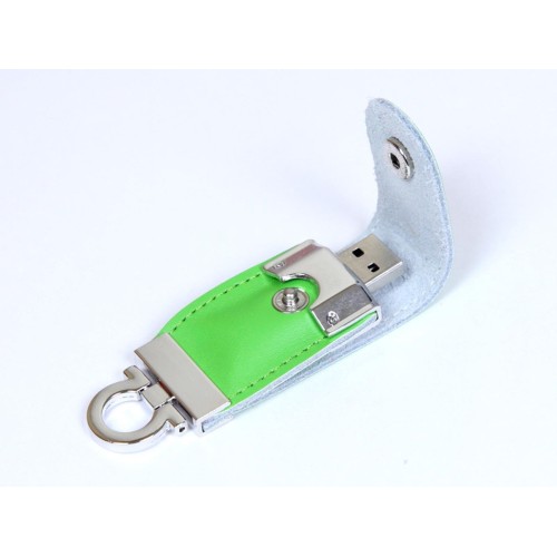 Купить USB-флешка на 64 ГБ в виде брелка, зеленый с нанесением логотипа