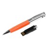 Купить Флешка в виде ручки с мини чипом, 32 Гб, оранжевый/серебристый с нанесением логотипа