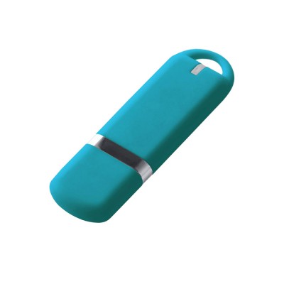Купить USB-флешка на 16 ГБ с покрытием soft-touch, голубой с нанесением