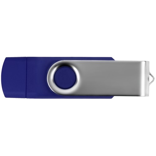 Купить USB/micro USB-флешка 2.0 на 16 Гб Квебек OTG, синий с нанесением логотипа