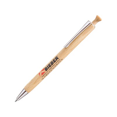 Купить Ручка шариковая деревянная FOREST, черный, 1 мм, светло-коричневый с нанесением логотипа