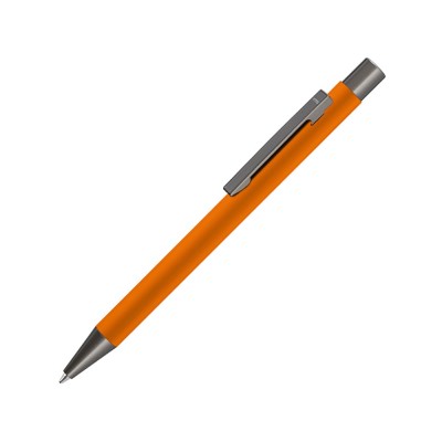 Купить Ручка шариковая UMA STRAIGHT GUM soft-touch, с зеркальной гравировкой, оранжевый с нанесением логотипа