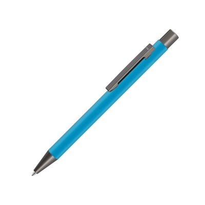 Купить Ручка шариковая UMA STRAIGHT GUM soft-touch, с зеркальной гравировкой, голубой с нанесением