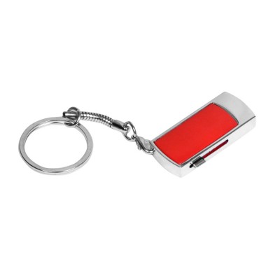 Купить Флешка прямоугольной формы, выдвижной механизм с мини чипом, 16 Гб, красный/серебристый с нанесением логотипа