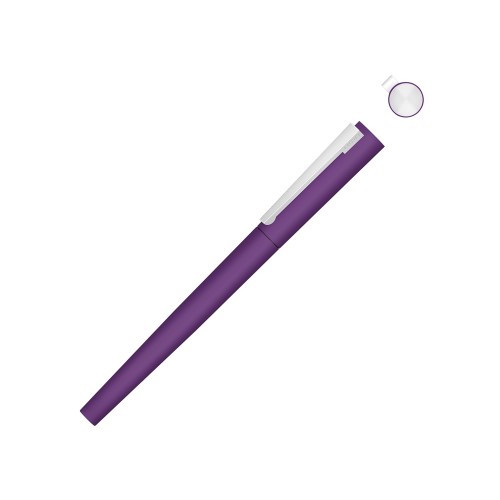 Купить Ручка металлическая роллер Brush R GUM soft-touch с зеркальной гравировкой, фиолетовый с нанесением логотипа
