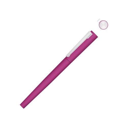 Купить Ручка металлическая роллер Brush R GUM soft-touch с зеркальной гравировкой, розовый с нанесением логотипа