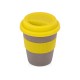 Купить Стакан с силиконовой крышкой Cafe, желтый с нанесением логотипа