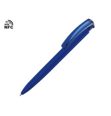 Ручка пластиковая шариковая трехгранная Trinity K transparent Gum soft-touch с чипом передачи инфо, темно-синий