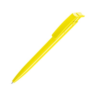 Купить Ручка шариковая пластиковая RECYCLED PET PEN, синий, 1 мм, желтый с нанесением логотипа