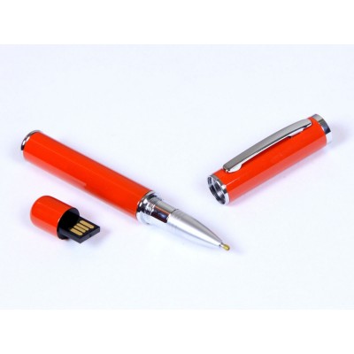 Купить USB-флешка на 32 Гб в виде ручки с мини чипом, оранжевый с нанесением