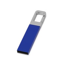 Флеш-карта USB 2.0 16 Gb с карабином Hook, синий/серебристый
