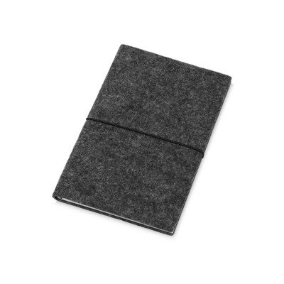 Купить Блокнот из RPET-фетра А5 Felt, гибкая обложка, 80 листов 70 гр/м2 белой бумаги, темно-серый с нанесением логотипа