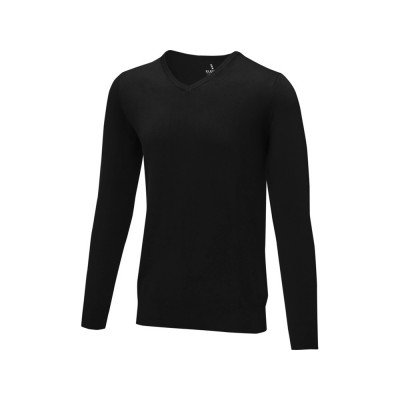 Купить Мужской пуловер Stanton с V-образным вырезом, черный с нанесением логотипа