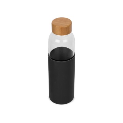 Купить Бутылка для воды стеклянная Refine, в чехле, 550 мл, черный с нанесением логотипа