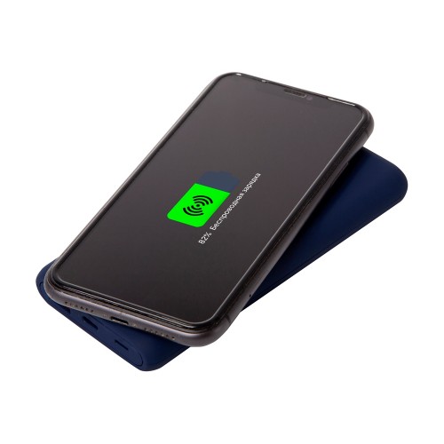 Купить Внешний беспроводной аккумулятор c QC/PD Reload, 10000 mAh, темно-синий с нанесением логотипа