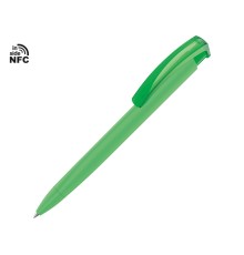 Ручка пластиковая шариковая трехгранная Trinity K transparent Gum soft-touch с чипом передачи инфо, зеленое яблоко