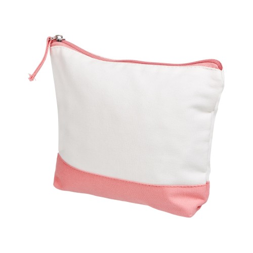 Купить Косметичка хлопковая Cotton, белый/пыльно-розовый с нанесением логотипа